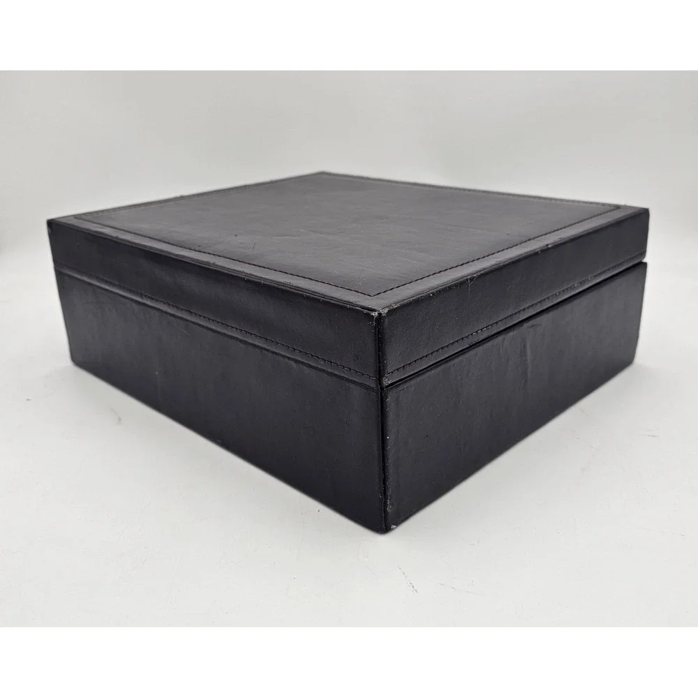 Brown Leather Photo Keepsake Storage Box With 2 Matching 3-Ring Binders